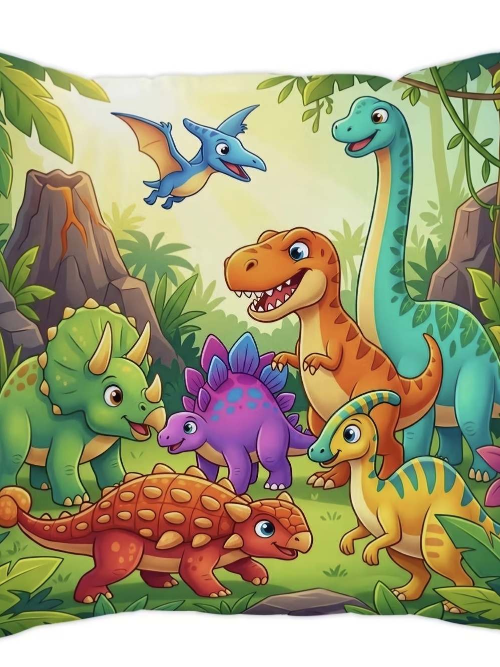 Cute Colorful Dinosaur 18" In. Pillowcase - Multi-Color